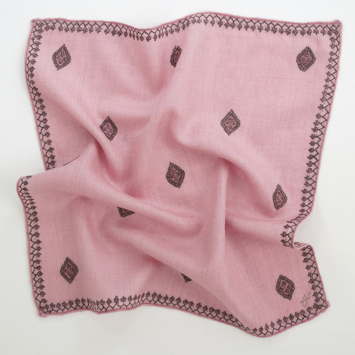 Barfi Buti Hand Embroidered Mens Cashmere Pocket Square