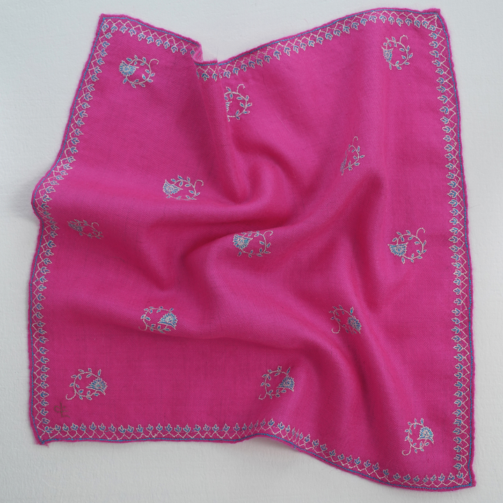 Flower Buti Hand Embroidered Mens Cashmere Pocket Square | Kashmir Loom