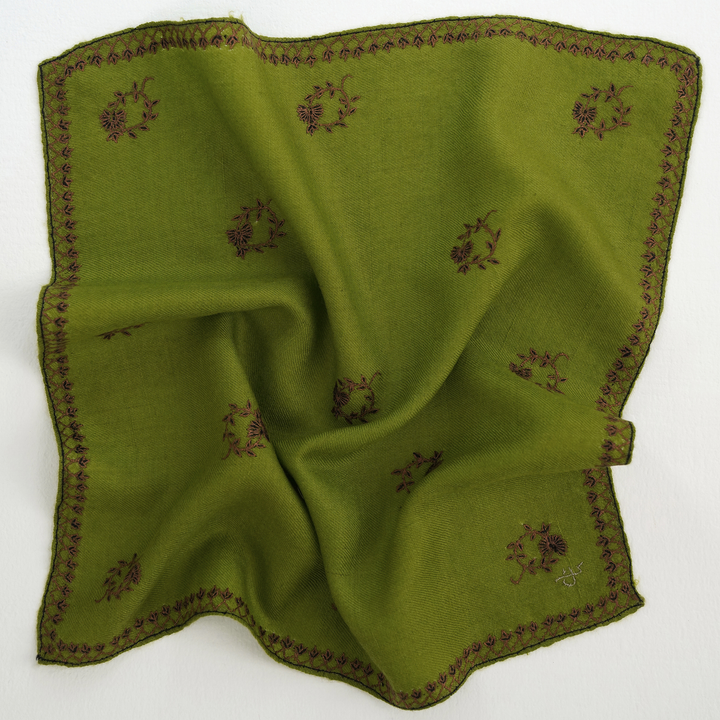 Flower Buti Hand Embroidered Mens Cashmere Pocket Square | Kashmir Loom