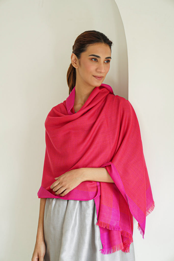 Handwoven Cashmere Checks Stole | Kashmir Loom