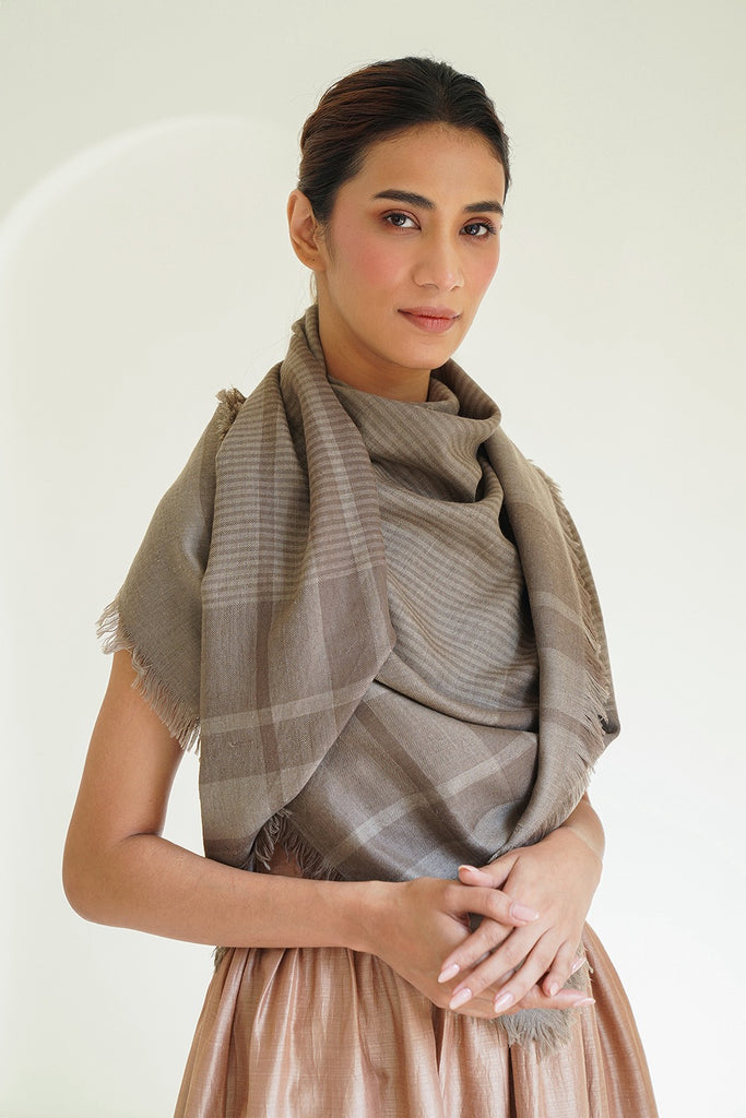 Handwoven Cashmere Checks Scarf | Kashmir Loom
