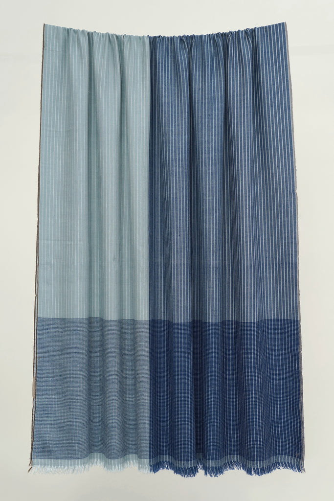 Handwoven Cashmere Pin Stripes Large Shawl | Kashmir Loom