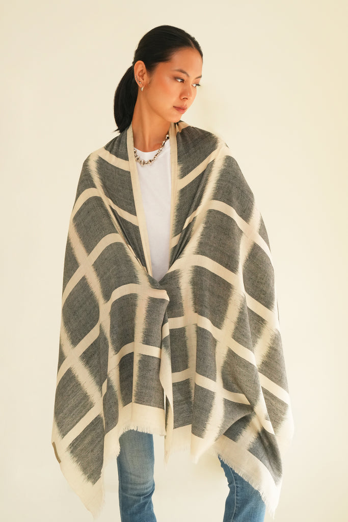 Handwoven Cashmere Ikat Stole | Kashmir Loom