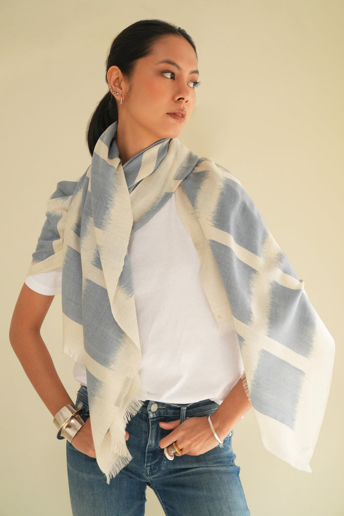 Handwoven Cashmere Ikat Stole | Kashmir Loom