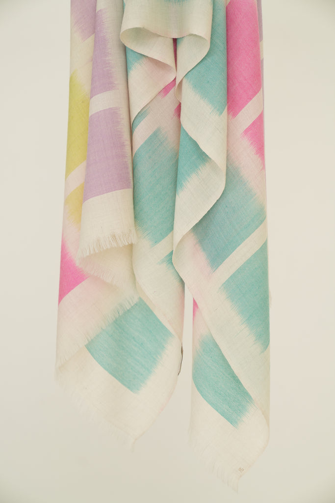 Handwoven Cashmere Ikat Stole | Kashmir Loom