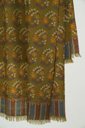 Kashmir Loom Kani Shagufta Buta Hand Woven Large Pashmina Shawl Olive