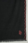 Kashmir Loom Sozni Shakufa Hand Embroidered Pashmina Shawl Black