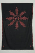 Kashmir Loom Sozni Shakufa Hand Embroidered Pashmina Shawl Black