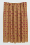 Kashmir Loom Kani Shokh Buti Hand Woven Pashmina Large Shawl Dark Fawn Golden