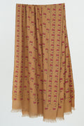 Kashmir Loom Kani Shokh Buti Hand Woven Pashmina Large Shawl Dark Fawn Golden