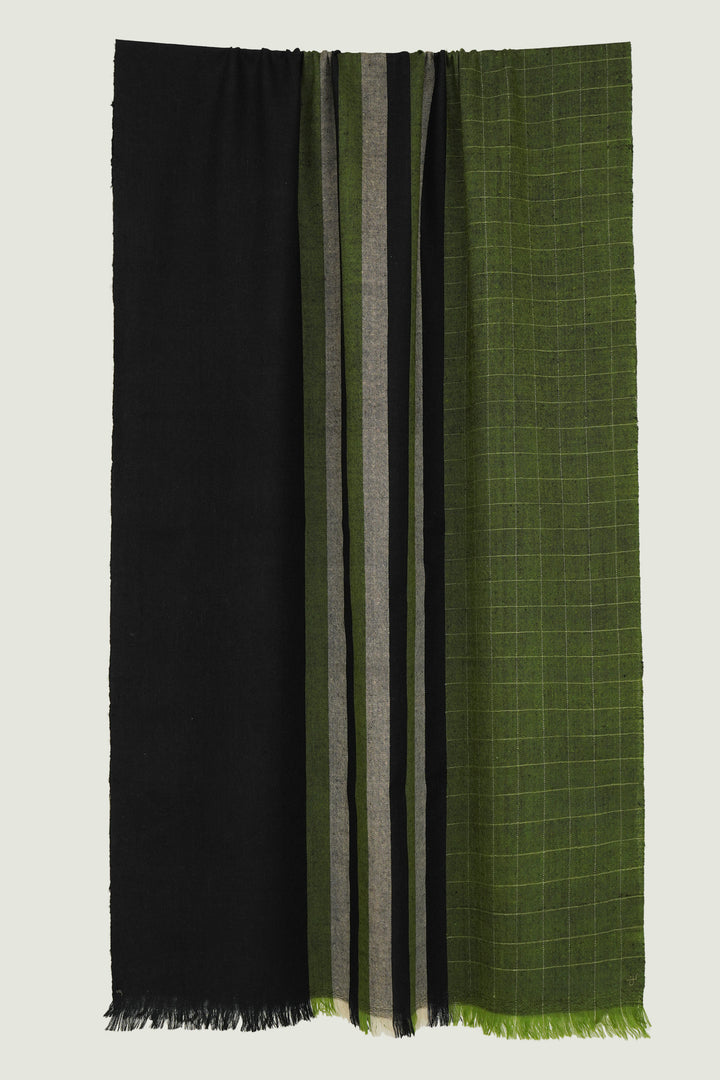 Kashmir Loom Spectra Cashmere Large Scarf Black Banana Tree