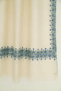 Sozni Arzu Borderdar Hand Embroidered Pashmina Stole Ivory