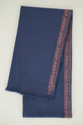 Sozni Gulbaan Edge Bail Hand Embroidered Pashmina Shawl Neptune