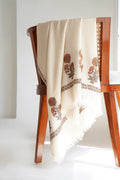 Gul Kasdi Palledar Hand Embroidered Pashmina Stole Ivory