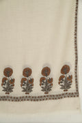 Gul Kasdi Palledar Hand Embroidered Pashmina Stole Ivory