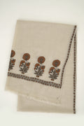 Gul Kasdi Palledar Hand Embroidered Pashmina Stole Ivory