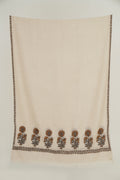 Gul Kasdi Palledar Hand Embroidered Pashmina Stole Ivory