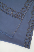 Inaya Borderdar Hand Embroidered Pashmina Stole Midblue