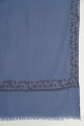 Inaya Borderdar Hand Embroidered Pashmina Stole Midblue