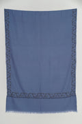 Inaya Borderdar Hand Embroidered Pashmina Stole Midblue