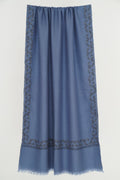 Inaya Borderdar Hand Embroidered Pashmina Stole Midblue