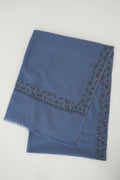 Inaya Borderdar Hand Embroidered Pashmina Stole Midblue