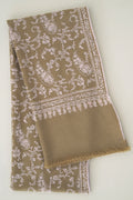 Sidra Jaaldar Hand Embroidered Pashmina Shawl Fawn Peach