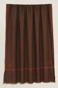 Kashmir Loom Sozni Zarina Hashiya Corner Buti Hand Embroidered Pashmina Shawl Wood