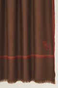 Kashmir Loom Sozni Zarina Hashiya Corner Buti Hand Embroidered Pashmina Shawl Wood