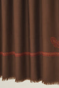 Kashmir Loom Sozni Zarina Hashiya Corner Buti Hand Embroidered Pashmina Shawl Wood