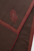 Kashmir Loom Sozni Zarina Hashiya Corner Buti Hand Embroidered Pashmina Shawl Wood