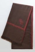 Kashmir Loom Sozni Zarina Hashiya Corner Buti Hand Embroidered Pashmina Shawl Wood