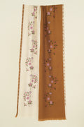 Kashmir Loom Kani Farwah Hand woven Cashmere Scarf Ivory Tobacco