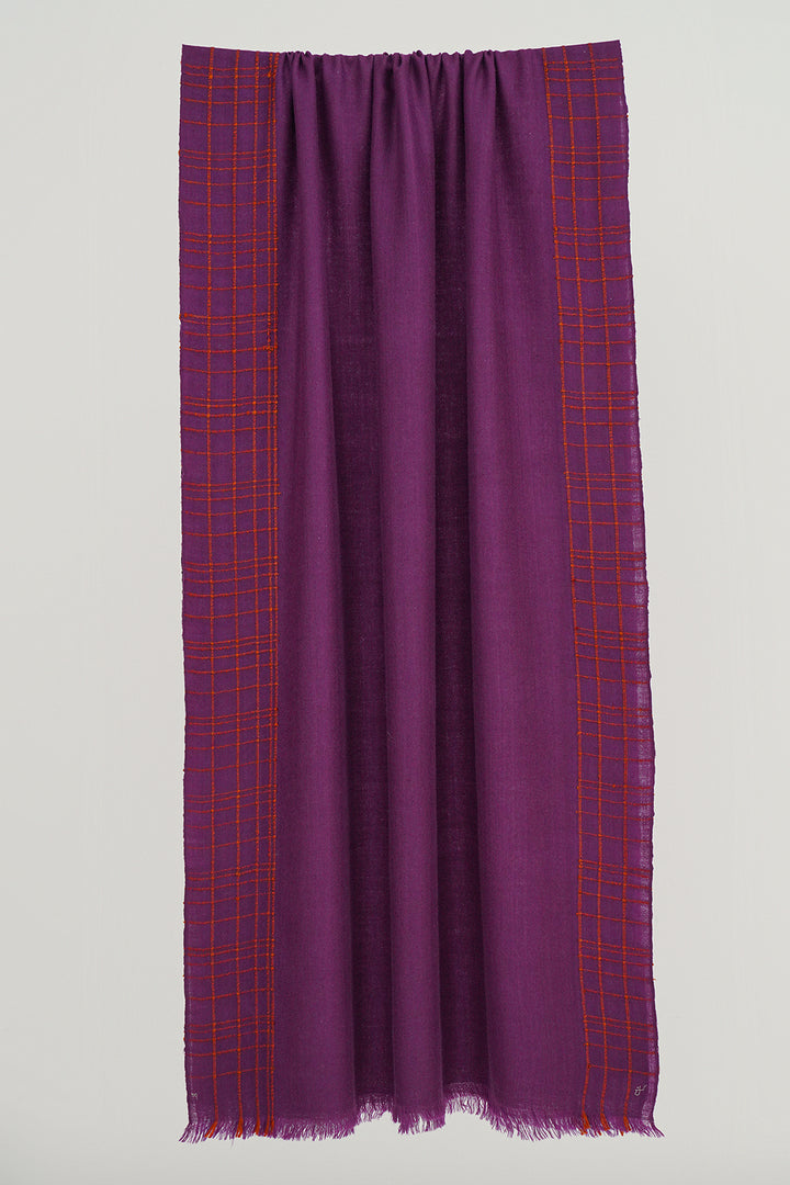 Kashmir Loom Trellis Cashmere Mens Large Scarf Berry Burnt Orange