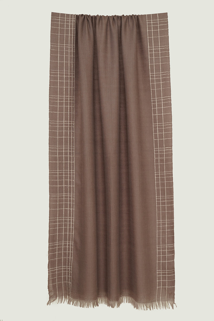 Kashmir Loom Trellis Cashmere Mens Large Scarf Dove Ivory