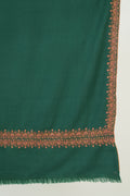 Kashmir Loom Sozni Arzu Borderdar Hand Embroidered Pashmina Shawl Ultramarine Green