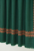Kashmir Loom Sozni Arzu Borderdar Hand Embroidered Pashmina Shawl Ultramarine Green