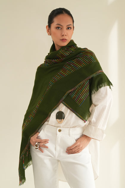 Handwoven Cashmere Ikat Scarf | Kashmir Loom