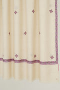 Kashmir Loom Sozni Viyana Hashiya Buti Hand Embroidered Pashmina Shawl Ivory