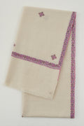 Kashmir Loom Sozni Viyana Hashiya Buti Hand Embroidered Pashmina Shawl Ivory