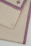 Kashmir Loom Sozni Viyana Hashiya Buti Hand Embroidered Pashmina Shawl Ivory