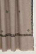 Kashmir Loom Sozni Viyana Hashiya Buti Hand Embroidered Pashmina Shawl Natural