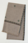 Kashmir Loom Sozni Viyana Hashiya Buti Hand Embroidered Pashmina Shawl Natural