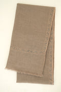 Kashmir Loom Sozni Wardah Hashiya Hand Embroidered Pashmina Shawl Natural