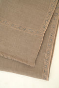 Kashmir Loom Sozni Wardah Hashiya Hand Embroidered Pashmina Shawl Natural
