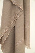 Kashmir Loom Sozni Wardah Hashiya Hand Embroidered Pashmina Shawl Natural