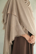 Sozni Wardah Hashiya Hand Embroidered Pashmina Shawl Natural