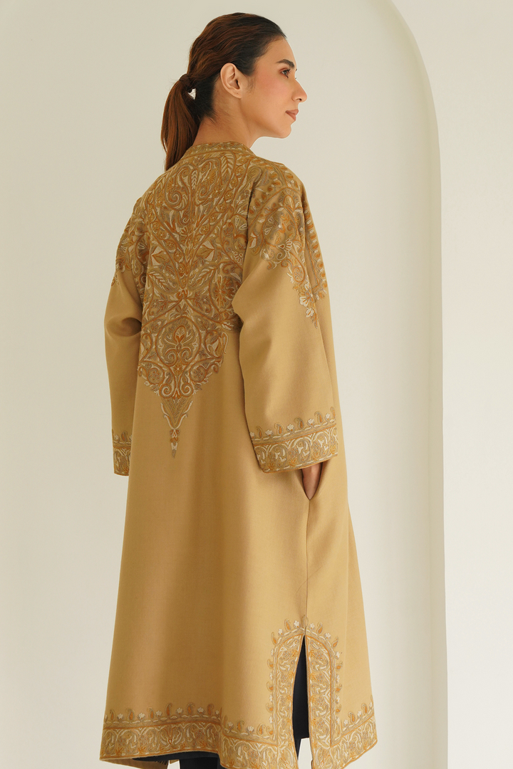 Paisley Buta Hand Embroidered Wool Choga Baby Camel