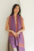 Kashmir Loom Sozni Borderdar Hand Embroidered Pashmina Shawl Mauve