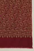 Kashmir Loom Sozni Jaaldar Hand Embroidered Pashmina Shawl Red